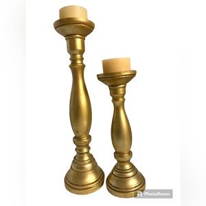 Gold candle sticks that I put dark wax on to make it look antiqued